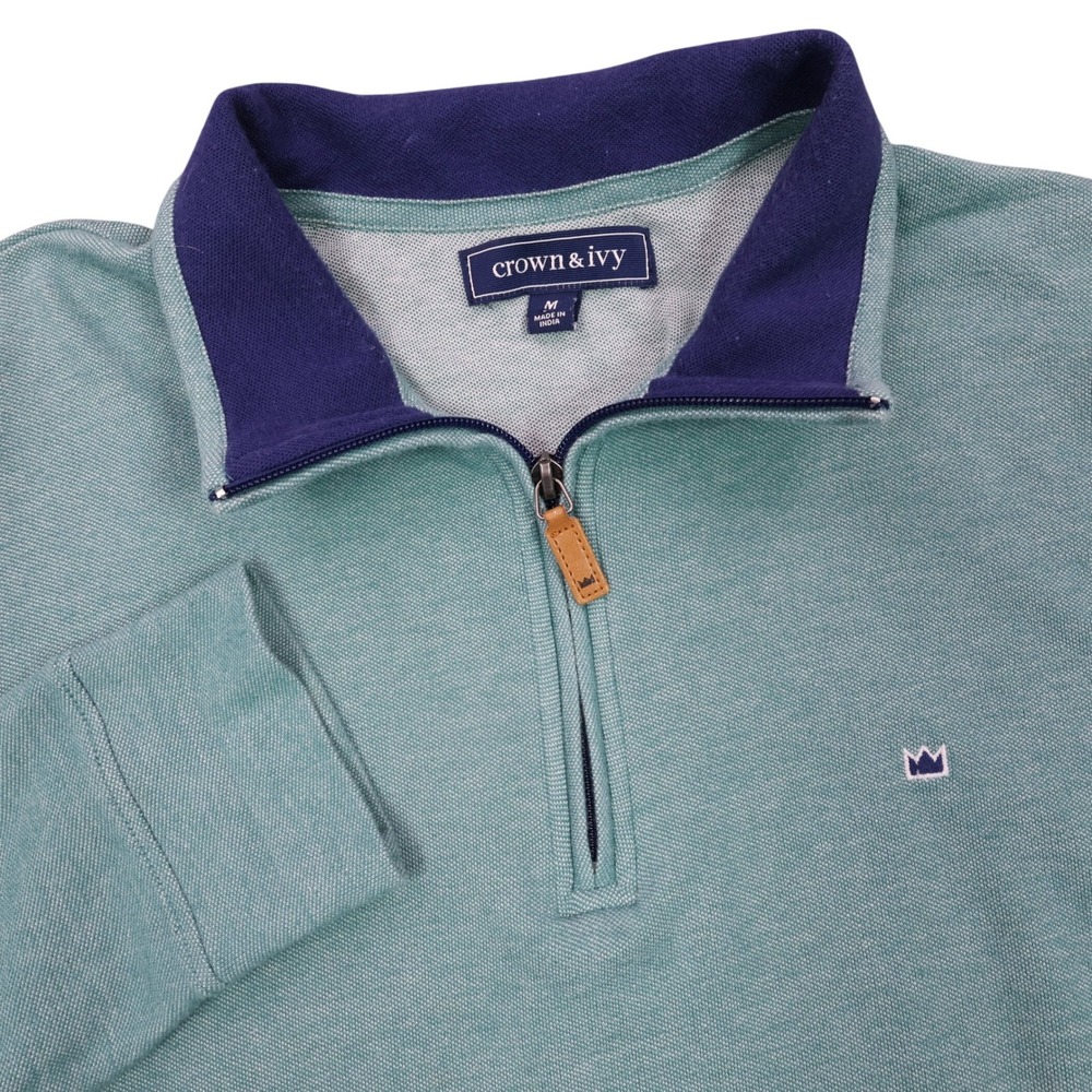 Crown & Ivy Mens Medium Pullover 1/4 Zip Long Sleeve Shirt